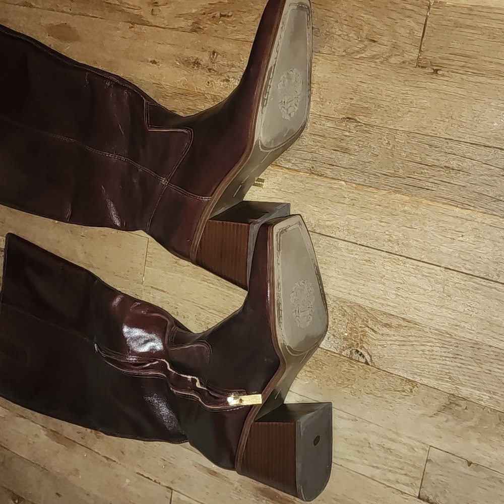 Womens's Sangeti Block-Heel Wide-Calf Knee-High Boots: MAHOGANY
